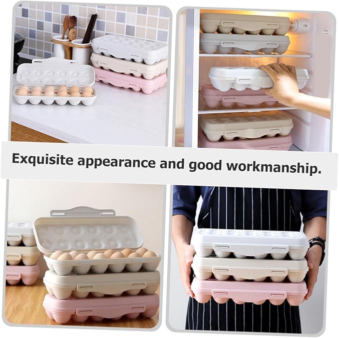 2pcs Egg Fridge Organizer with Lids Stackable Egg Storage Box for Refrigerator with Easy Pull-out Design