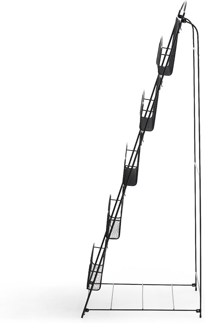 Safco Onyx Mesh Magazine Holder, Ladder Style Display Rack with 5 Pockets, Brochure Organizer, Commercial-Grade Steel Construction, Black