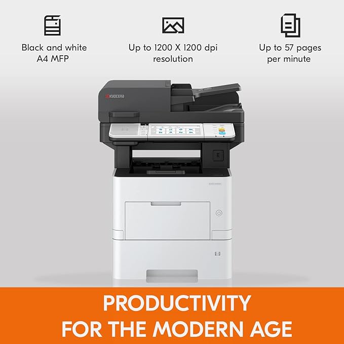 KYOCERA ECOSYS MA5500ifx All-in-One Monochrome Laser Printer (Print/Copy/Scan/Fax), 57 ppm, Up to Fine 1200 dpi, Gigabit Ethernet HyPAS Capable, 7 inch Touchscreen Panel, 512 MB