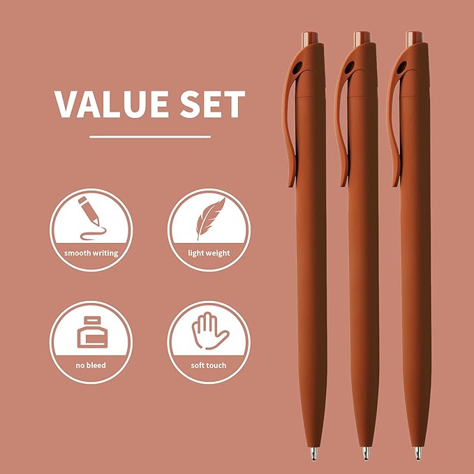 deegtran Pens Bulk, 50 Pack No Bleed Brown Click Pen, Wholesale Retractable Ballpoint Pens, Pens Medium Point, Smooth Ink Pens, 1.0MM Brown Ink