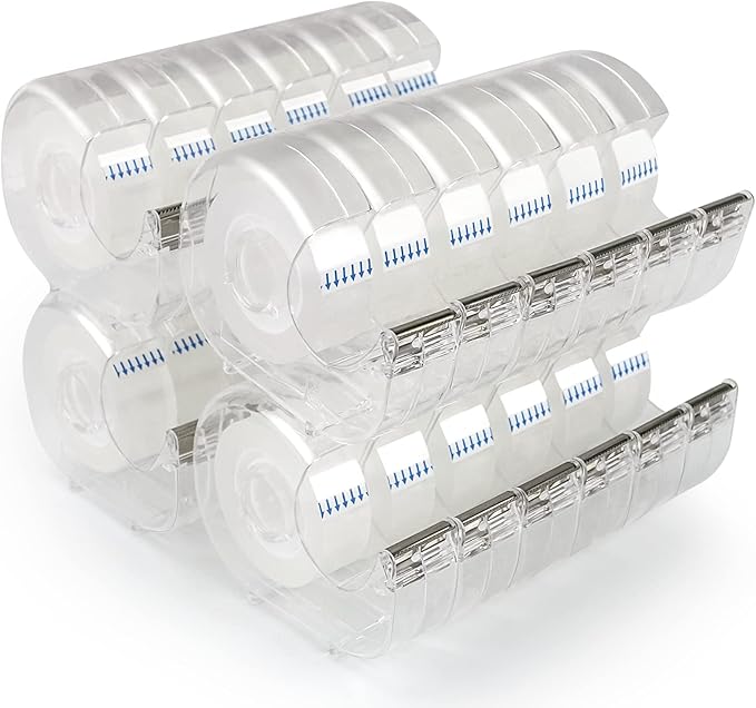 24 Pcs Transparent Tape with Dispenser, 0.7 in x 1000 in Clear Tapes and Refillable Dispensers, Office Tape Rolls with Dispenser Bulk for Craft Jobs, Gift Wrapping, Repairing, Home and School