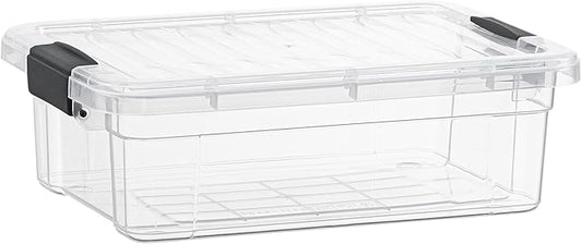 Superio Clear Storage Box with Lid, 2.3 Quart Plastic Container Bins for Organizing, Stackable Crates, BPA Free, Non Toxic, Odor Free, Organizers for Home, Office, School, and Dorm