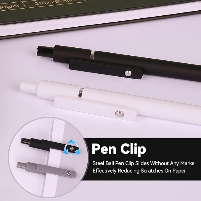 FIOVER Gel Pens, 6pcs 0.5mm Fine Point Black Ink, Smooth Writing Pens for Journaling, Nurse Aesthetic Cute Office School Supplies, Gifts for Women and Men(6Pcs Black White Grey-Black Ink)