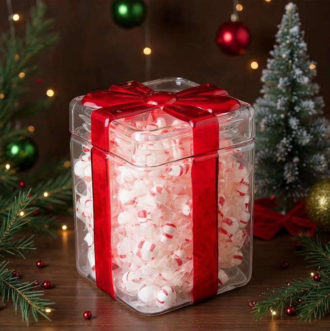 Gift Box Drink dispenser with Red Ribbon Design, Glass Beverage Dispenser For Christmas Party & decorations, Gift Ready Packaging With 100% Leakproof Spigot Perfect For Parties And Daily Use 1.5 GAL