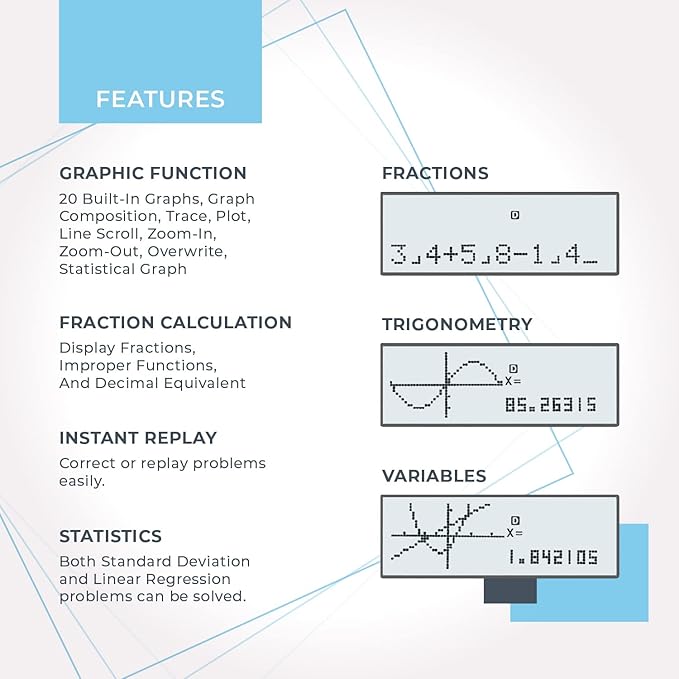 CATIGA Scientific Calculator with Graphic Functions, Multiple Modes with Intuitive Interface, Perfect for Beginner and Advanced Courses, High School or College, CS-121
