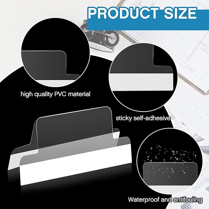 Insertable Self Adhesive Tabs with Printable Inserts, 1 Inch Clear Index Tabs Sticky Plastic Divider Planner on File Folder and Inserts for Book Page(50 Pieces)