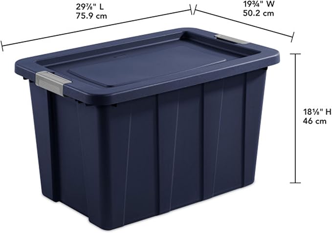 Sterilite 8-Pack Storage Bins with Lids, Heavy Duty Totes, Tuff1, 30 Gallon, Dark Indigo