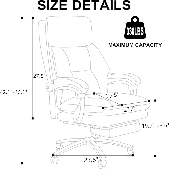 Executive Office Chair Comfortable Desk Chairs with Foot Rest High Back Computer Gaming Chairs Reclining PU Leather Swivel Work Chair for Home Office