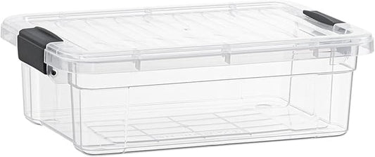 Superio Clear Storage Box with Lid, 13.7 Quart Plastic Container Bins for Organizing, Stackable Crates, BPA Free, Non Toxic, Odor Free, Organizers for Home, Office, School, and Dorm