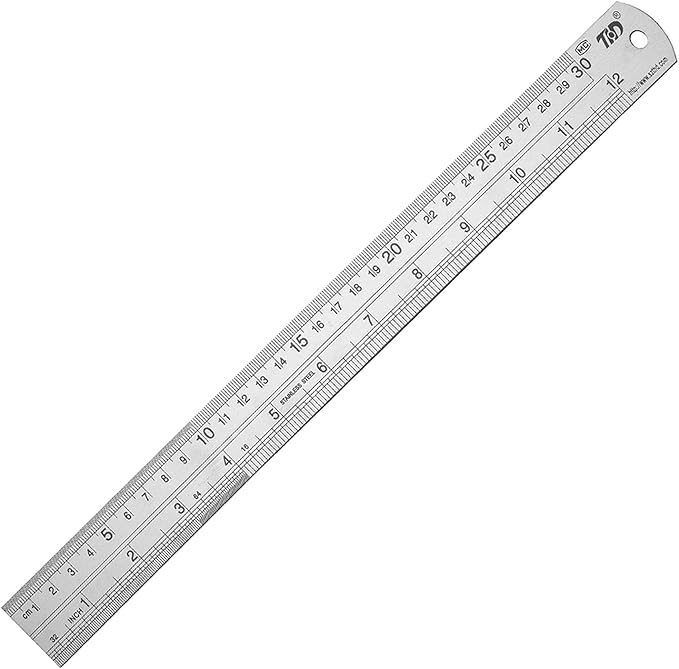 ZZTX Metal Straight Edge Ruler Set,Stainless Steel Ruler,12 Inch, Bulk 1 Pack