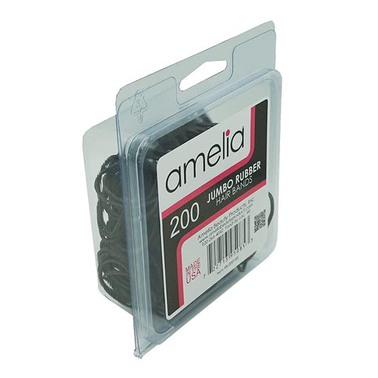 200, Jumbo Size, Brown Color, US Made Rubber Hair Bands for Pony Tails and Braids In A Clamshell