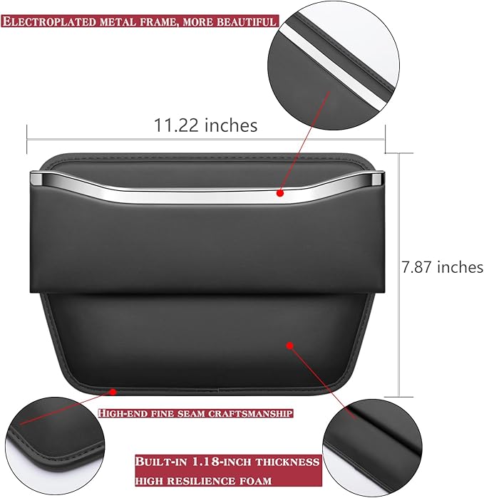 HOLDCY Car Seat Gap Filler Organizer - Leather Console Side Pocket Seat Storage - Stylish and Practical Car Accessories for Cars,SUV,Truck (Black - 2 Pack)