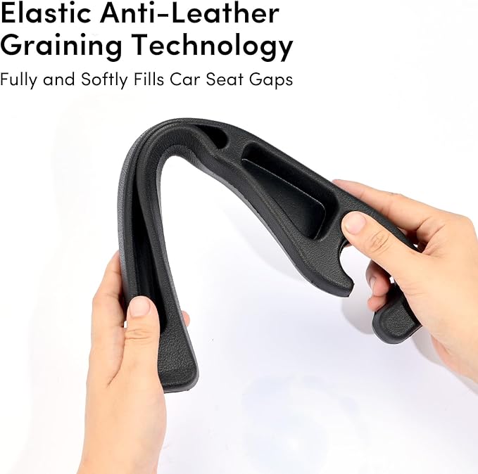 2 Pack Car Seat Gap Filler, PU Leather Universal Fit for Cars Trucks SUVs, Gap Stopper Between Seat & Console with Storage Organizer, Stop Items from Dropping (Black)