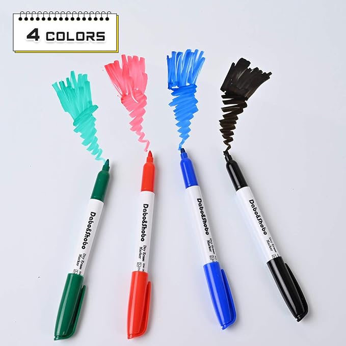 Dabo&Shobo White Board Markers-72 Pcs 4 Color Fine Tip Whiteboard Markers，Perfect for Writing on Whiteboard Mirrors Glass for School Office Home…