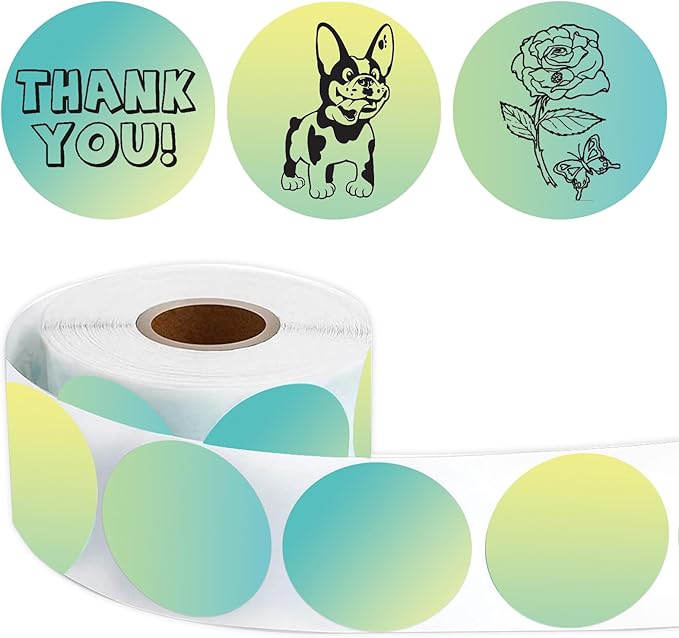 3 inch Round Thermal Labels, Thermal Printer Labels use for Barcode, Shipping, Customized, Circle Direct Thermal Stickers 500 Labels for Printer, Gradient Green