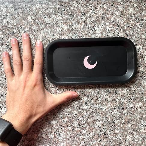 Brando Moon Small Tray - Black Lightweight Plant Based Tray - Made from Plants - Low Carbon Kitchen Tool - Curved Edges and Smooth Surface - Travel Size 8 x 4.1 inches