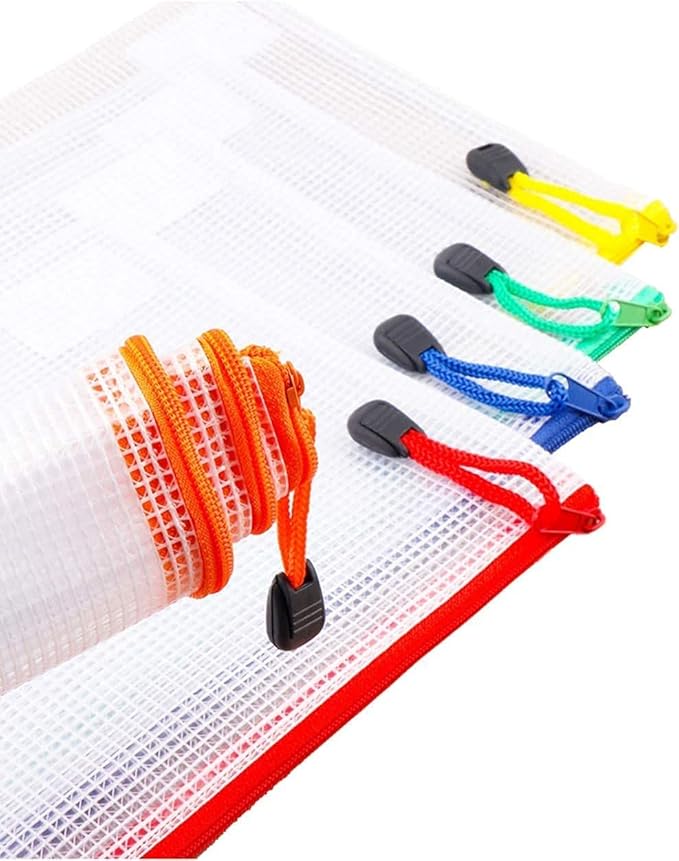 Oaimyy-16 PCS-6" x 8" Inch -Mesh Zipper Pouch, Plastic Zip File Folders Puzzle Bags for Organizing,Office Supplies,Travel,Home Storage-Multicolor