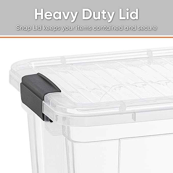 Superio Clear Storage Boxes with Lids, 49 Quart Plastic Container Bins for Organizing, Stackable Crates, BPA Free, Non Toxic, Odor Free, Organizers for Home, Office and Dorm, 8 Pack