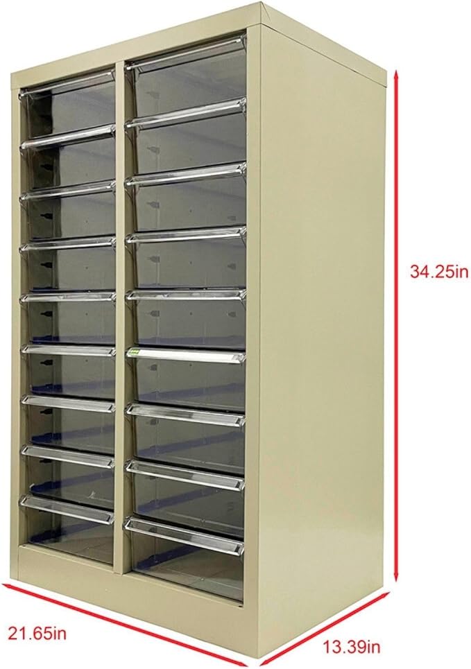 File Cabinet 18 Medium Transparent Drawers Vertical Home Office Storage Paper Organizer Document Cabinet