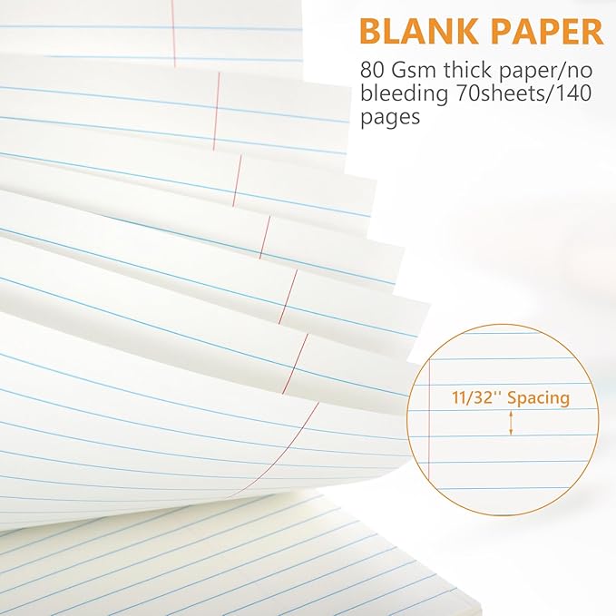 6 Pack 8.5 x 11'' Top Bound Office Steno Book Wide Ruled Double Sided Spiral Notebooks Reliable White Paper 70 Sheets/Pad Pastel Colors Covers for Writing School Notes (Floral Color)
