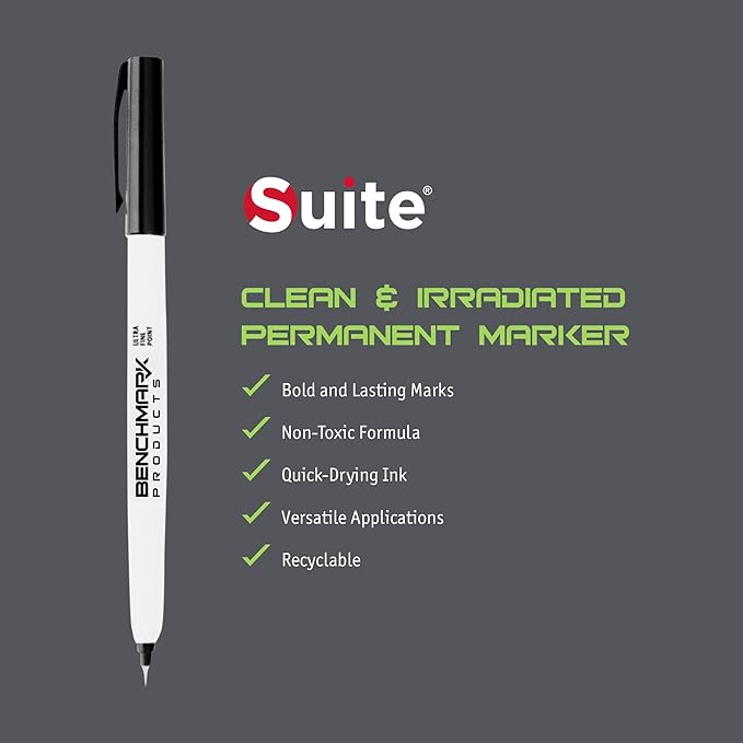 Suite Clean & Irradiated Permanent Marker, Black, 1/Bag, 10 Bags/Pack
