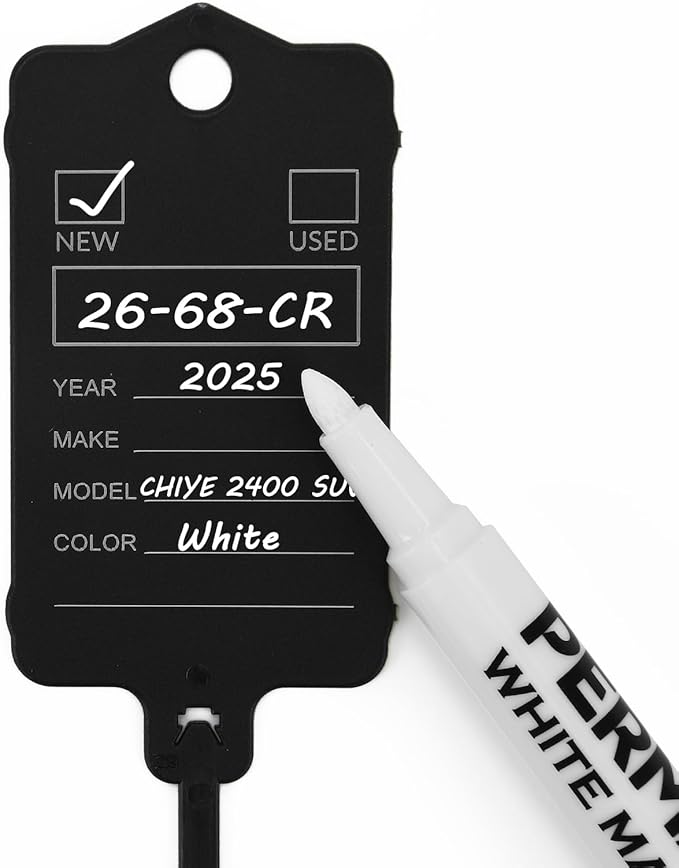 200 Car Key Tags with Labels Plastic Car Dealership Key Tags Self Locking Automotive Identifiers Blank Shop Labels with One Pen (Black)