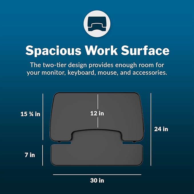 Vari VariDesk Essential Vertical Lift 30 Inch Standing Desk Converter - Compact Home Office Workstation for Laptop or Monitor + Keyboard Tray - Delivers Fully Assembled (Black)