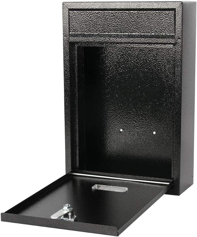 KYODOLED Key Lock MailBoxes for Outside, Locking Wall Mount Mailbox, Security Key Drop Box for Letters Newspapers, Cards, 12.4H x 8.54L x 3.35W Inches, Black