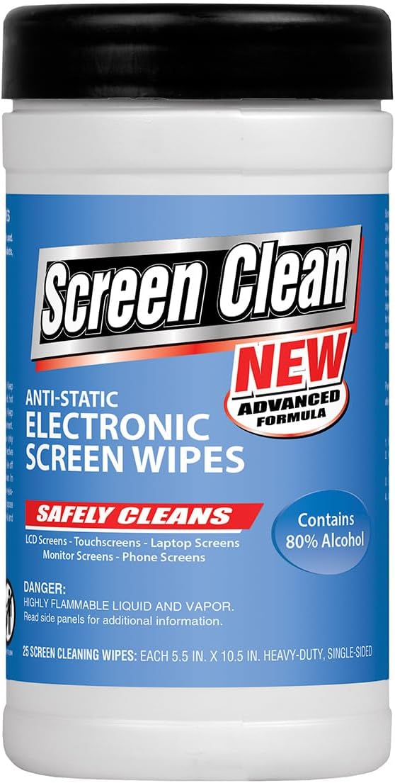 Zenex Screen Clean Anti-Static Electronic Screen Wipes - Single Sided Non-Abrasive Towels | For TV, Phones, Monitors | Quick Dry & Streak-Free | Prevents Static Build-up (3 Pack | 75 Sheets Total)
