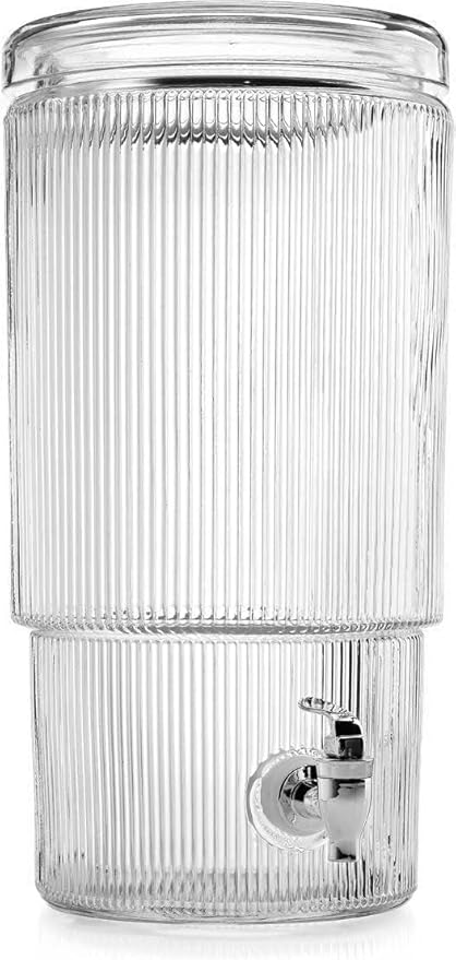 2-PACK Capri Drink Dispenser - Glass Beverage Dispenser, 100% Leakproof Spigot Perfect For Parties And Daily Use Lead-Free Glass, Beautiful Design, 1.8 Gallon