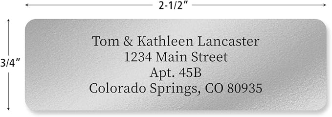 Personalized Return Address Labels, Roll of 250 Silver Foil Self-Adhesive Labels Without Dispenser, Customize with Name & Shipping Address, Colorful Images