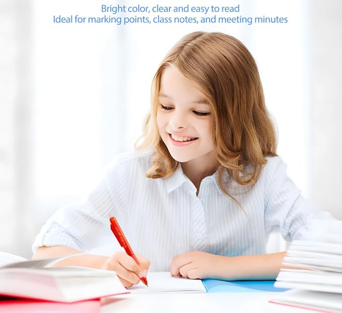 8-Pack Red Erasable Pens, Gel Pens,Red pens,Red Ink pens, 0.7mm Fine Point, Smooth Writing & Clean Erase Perfect for School, Office, Kids & Gift