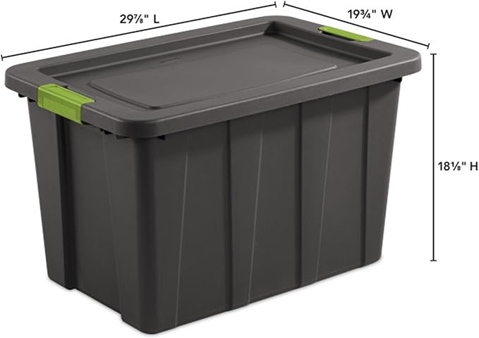 Sterilite 4-Pack Storage Bins with Lids, Heavy Duty Totes, Tuff1, 30 Gallon, Flat Gray