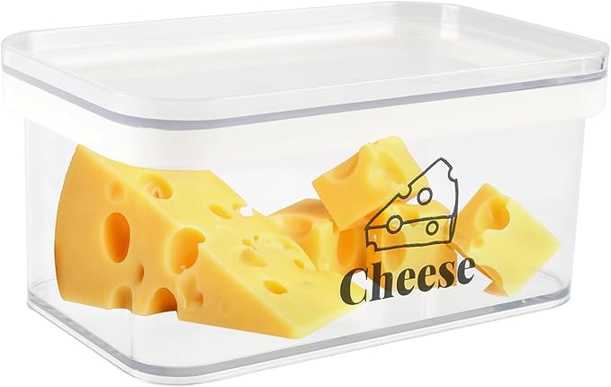 Cheese Container for Refrigerator Airtight Creamer Container with Lid Cream Cheese Sliced Cheeses Box Meat and Cheeses Saver for Fridge Keeper Cream Block Shredded Sliced Storage Box Holder