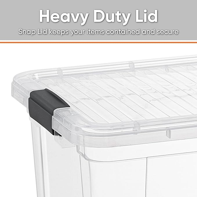 Superio Storage Bins with Lids- 2 Pack, 1.85 Qt Clear Boxes for Organizing, Stackable Plastic Containers- BPA Free, Non-Toxic, Odor Free, Organizer for Home, Office, Dorm