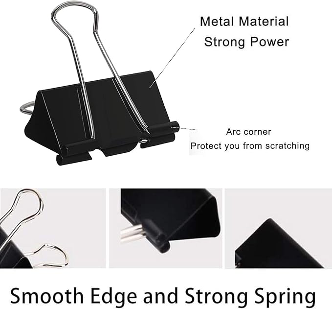 Extra Large Binder Clips 2 Inch (48 Pack), Big Paper Clamps for Office and Home Supplies, Black