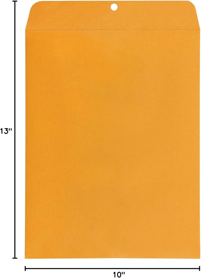 Amazon Basics Clasp Kraft Envelopes, Gummed Mailing Envelope, 10 x 13 inch, 100-Pack