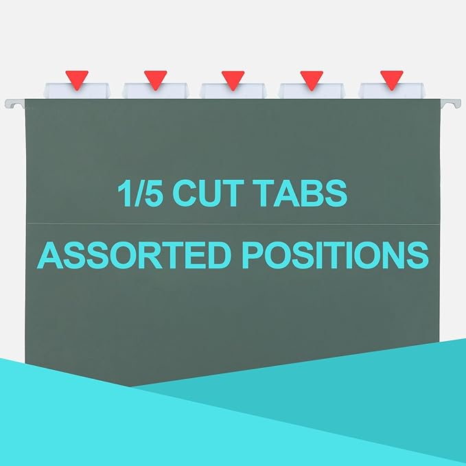 HERKKA Extra Capacity Hanging File Folders, 60 Pack Reinforced Letter Size Hanging Folders with Heavy Duty 0 Inch Expansion, Designed for Bulky Files, Green