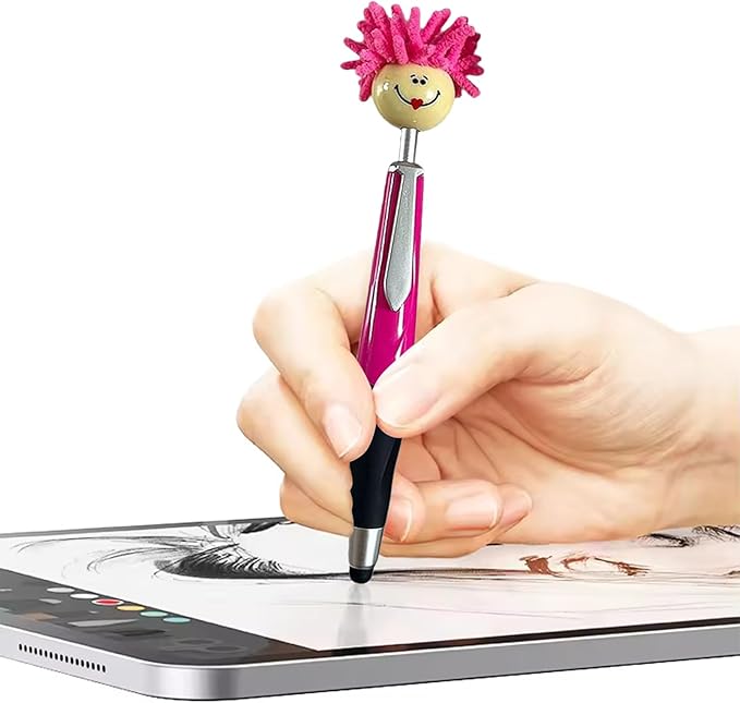 Pens,Funny Mophea Topper Pens,8pcs Mop Head Ballpoint Pens,with Plush Hair Writing Click Pen Portable Cute Cartoon Multi-function Signing Pen Decor Gift for Office Home