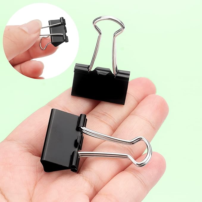 ZZTX Black Binder Clips Paper Clamps Clips Small Size, 1.0 Inches, 36 Pack