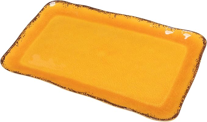 LEHAHA Melamine Farmhouse Rectangular Serving Platter Sets, 17.5" x 10" Large Serving Tray Sets,100% Melamine, Dishwasher Safe, BPA Free, Lightweight and Unbreakable,Gold