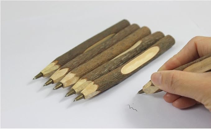 Handmade Wooden Ballpoint Pen Creative Original Ecological Wood Pen Long Style (about 6.7 inches, 17 cm) - 12 pcs