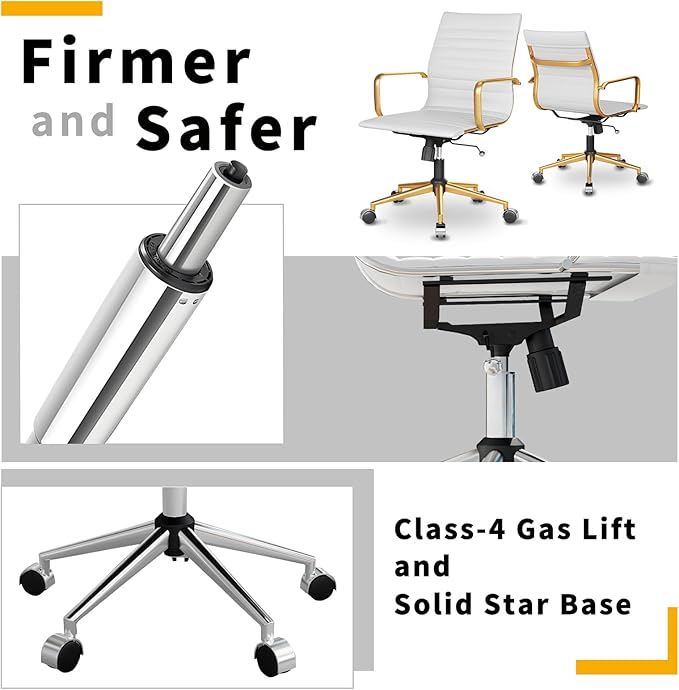 Chair, Desk Computer Chair ，with Armrests ，Ergonomic Office Chair for Home and Office, 17.32 x 22.83 x 35.43 inches, Multiple Colors (Gold White)