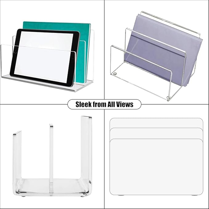 1 Pcs Acrylic Mile Sorter for Desk, 2 Upright Compartments Desk Mail Organizer, Acrylic Mail File Organizer Sorters for Envelope Paper Document, Clear Files Sorter for Office Home, Vertical