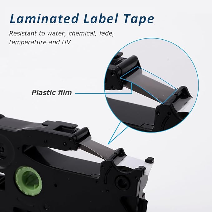 Label KINGDOM TZe-211 6mm Label Tape Replacement for Brother TZe211 TZ Tape 6mm 0.23 Laminated White 1/4 Inch Compatible with Brother P Touch Label Maker Tape PT-H110 PT-D210 PT-D220 PT-D400, 4-Pack