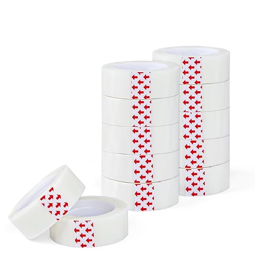 12 Rolls Transparent Tape - Perfect for Wrapping Gifts, Office Supplies, Home Use - Each Roll 0.71 Inch x 1000 inches (12PCS White)