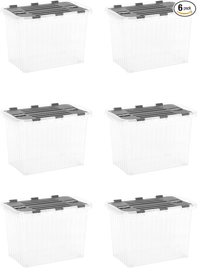 Superio 6-Pack Clear Storage Bins with Lids (15"x10"x10.25") - Stackable Plastic Containers, BPA-Free, Odor-Free, Home/Office/Dorm Organizers