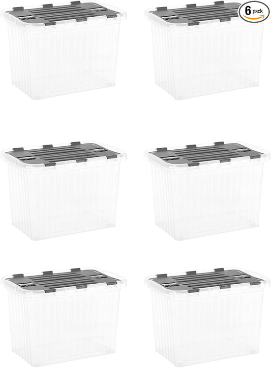 Superio 6-Pack Clear Storage Bins with Lids (15"x10"x10.25") - Stackable Plastic Containers, BPA-Free, Odor-Free, Home/Office/Dorm Organizers