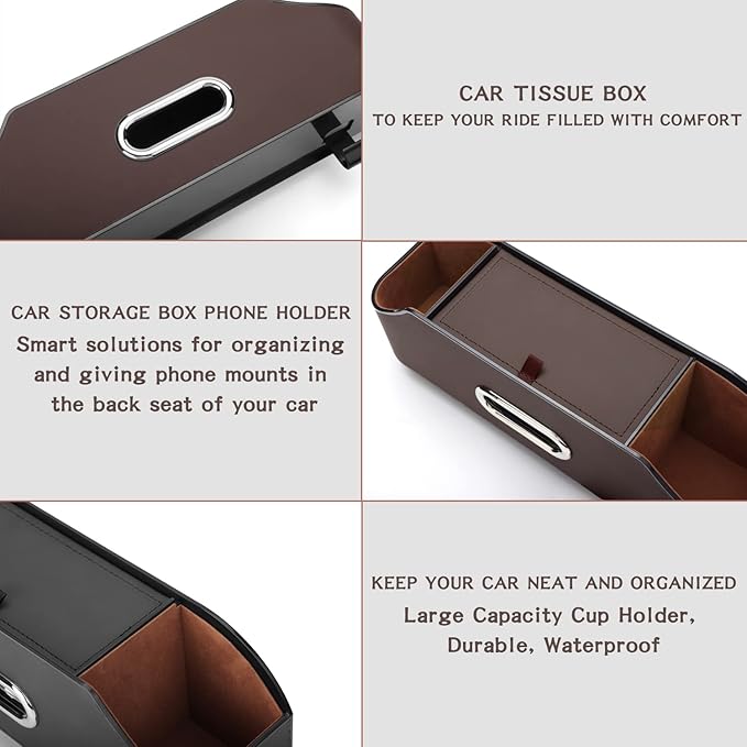 Car Seat Back Organizer - Stylish & Functional Storage for Family Adventures - Cup Holders, Tissue Box & Hooks - Perfect for Kids, Road Trips & Travel (Orange)