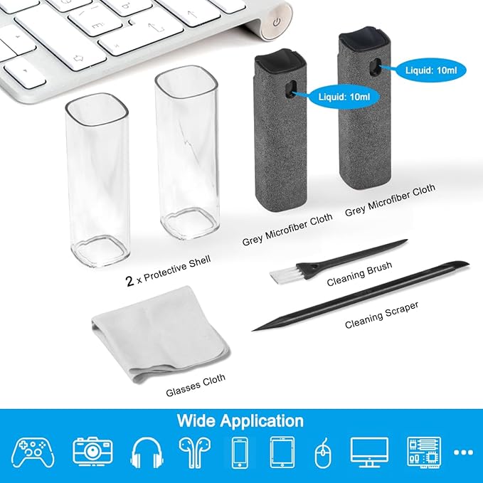 walrfid 2 Pack Computer Screen Cleaner, MacBook Screen Cleaner Spray and Wipe, Electronic Computer Laptop Cleaning Kit for iPad Pro, iPhone, Smartphone, Monitor, Car Display, Tablet, TV Screens, Grey